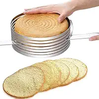 Conjunto Forma Anel Aro Cortador Fatiador Tamanho Regulável Corte 7 Camadas Bolo Confeiteiro 23-30 cm