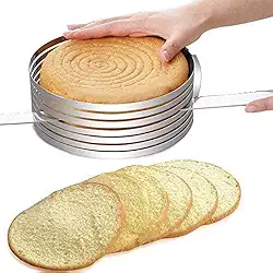 Conjunto Forma Anel Aro Cortador Fatiador Tamanho Regulável Corte 7 Camadas Bolo Confeiteiro 23-30 cm