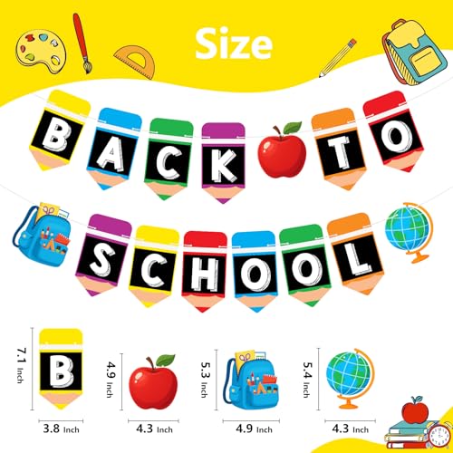 Back to School Decorations Banner Pre-Assembled Welcome Back to School Hanging Pencils Banners Garlands Welcome Sign for First Day of School Classroom Party Decorations - Image 3