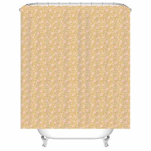Rideau de douche fleurs vintage beige 180x180 cm pour salle de bain rétro chaleureuse - 2