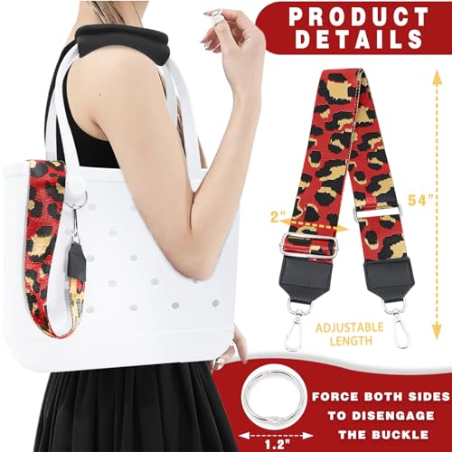 Image of Strap Wrap for Bogg Bag, Accessory for Bagg Bag, With Adjustable Shoulder Leopard Print Crossbody Strap, Black Handle Wrap Protector and Metal Buckle(Style 8)