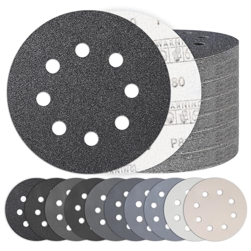100PCS 5 Inch Sanding Discs Assortment Wet Dry Hook and Loop Sandpaper