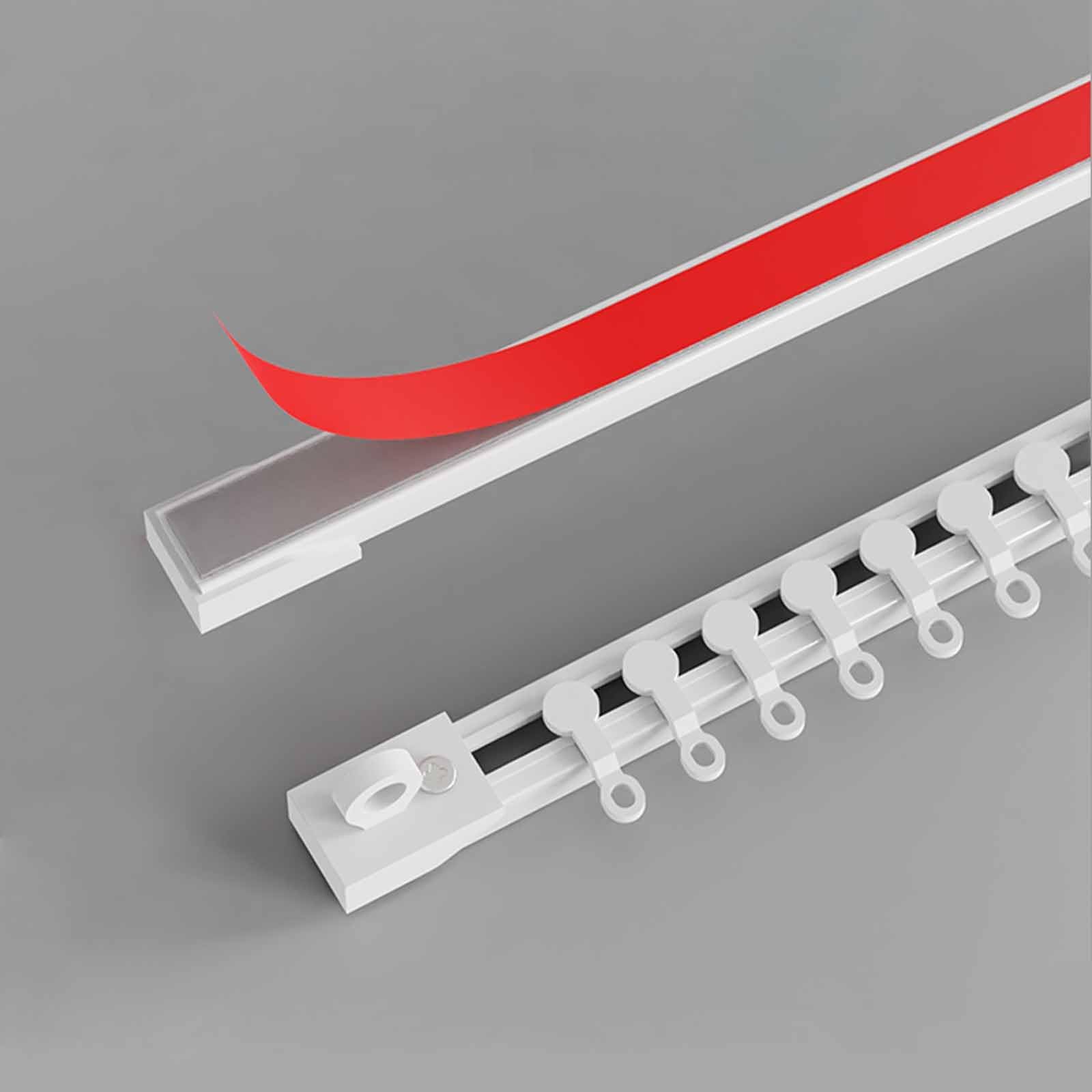 GLDYTVF Ultra-Thin Curtain Track Rod Self-Adhesive Wall-Mounted Curtain Rails No Drill Room Divider Track for Shower Balconies - 13.12ft/400cm Easy Installation