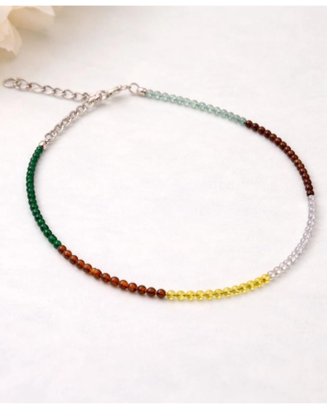 MARMORIS ECOM Natural Dhan Yog Anklet | Healing Crystal Stone of Attracts Wealth & Financial Prosperity | Pyrite, Citrine, & Aventurine, Clear Quartz, Jade, Tiger Eye Crystal Beads | Astrology Dhanyog anklets for Girls & Women (Multicolor)-image-17
