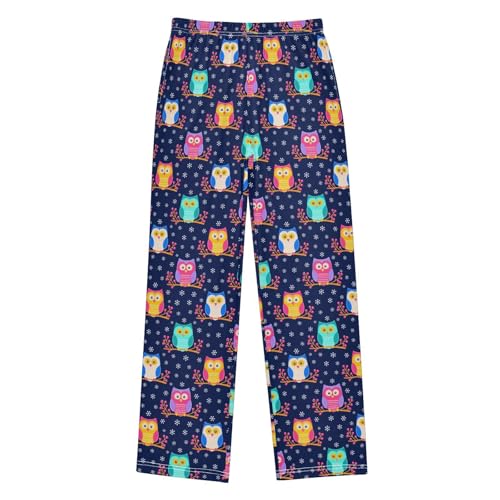Owl Snow Berry Boys Long Pants Soft Trousers Elastic Waist Kids Lounge Bottoms with Pockets S-XL
