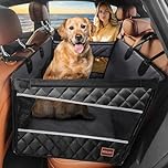 MIXJOY Dog Car Seat for Large/Medium Dogs, Waterproof Car Back Seat with Hard Bottom for Large Sized Dog, Scratch Proof Back Seat Extender with Storage Pocket for Travel