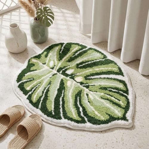 Softania Leaf Rug Flower Monstera Plant Shaped Bath Rug...