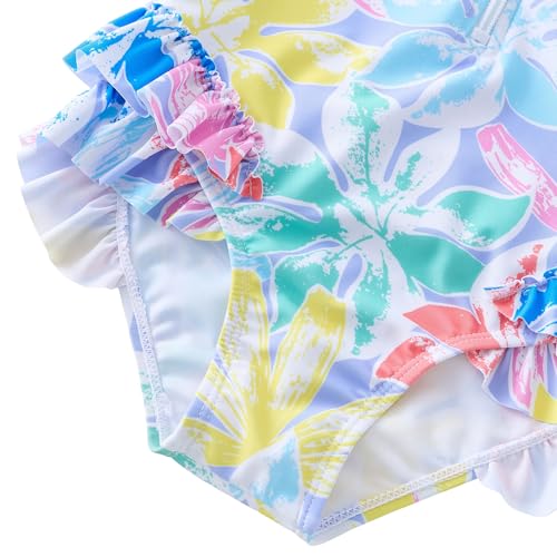 Image of UMELOK Girls Long Sleeve Rash Guard One Piece Swimsuits UPF 50+ Ruffle Zipper Bathing Suit 4-10 Years