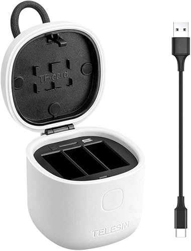 TELESIN Allin Box - Cargador y lector de tarjetas SD - Cargador triple, para GoPro Hero 5/6/7 Negro 2018