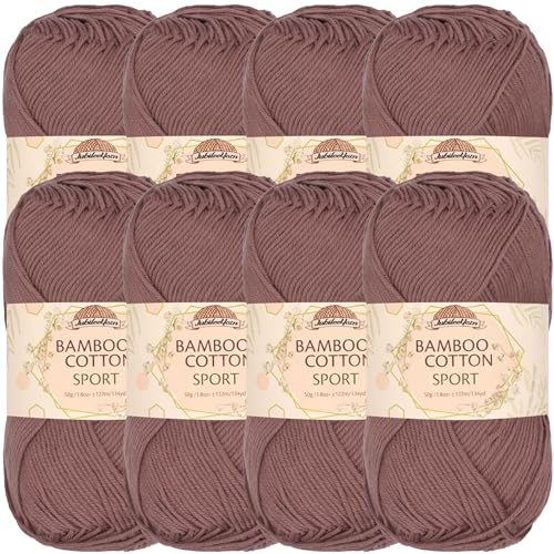 Image of JubileeYarn Bamboo Cotton Sport Yarn - 50g /Skein - Caffe Mocha - 8 Skeins