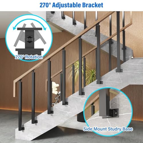 Poteaux de balustre carrés réglables à support 270° pour rampe - 2