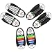 3 set No Tie Lacci per scarpe per bambini e adulti，Impermeabile in silicone elastico piatto Laces，48 pezzi Colori arcobaleno bianco nero, tre set Lacci per scarpe pigri