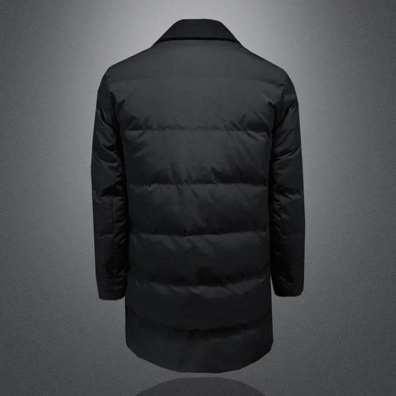Men's Down Medium Length Jackets Solid Color Collar Single Breasted Male Coats Lightweight Warmth