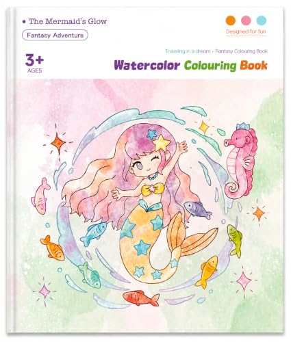 Image of MASTANO Watercolor Painting and Doodle Set for Kids - DIY Graffiti Coloring Note-Book Magic Books with Pigments and Paper, Suitable for Kindergarten and Kids Art Projects with Color (Little Mermaid)