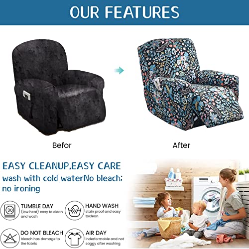 Image of Recliner Slipcovers 4-Pieces Lazyboy Recliner Covers Recliner Couch Covers Recliner Chair Cover Non Slip Reclining Slipcovers with Storage Pockets Furniture Protector for Living Room