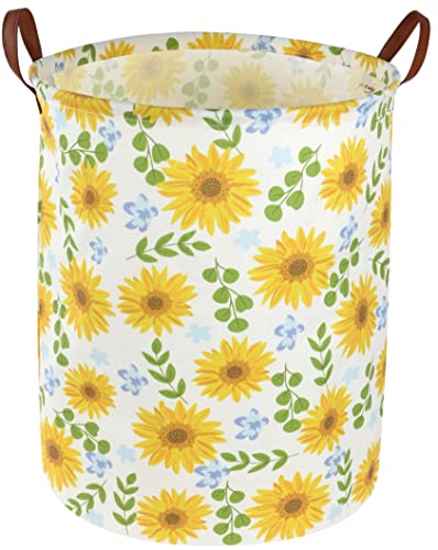 Image of Essme Baby Girls Laundry Hamper, Baby Storage Basket for Girls Sunflower Bedroom Decor, Nursery Hamper,Yellow Hamper，Gift Baskets,Home Organizer(Sunflower)