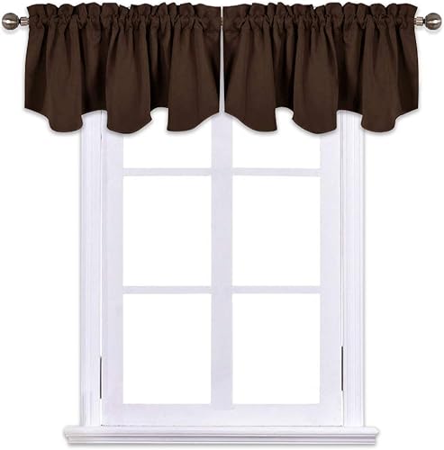 NICETOWN Cortinas opacas para ventana, 52 x 18 pulgadas, bolsillo festoneado, para decoración del hogar, paneles de niveles, color marrón caramelo