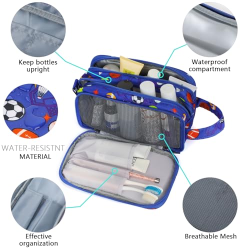 Vipdeal Boys Duffle Bag for Travel, Kids Duffle Bag Large Weekender Overnight Bags with Kids Toiletry Bag Set Shoe Compartment Carry on, Soccer Balls Blue by Vipdeal - Used condition - Image 5