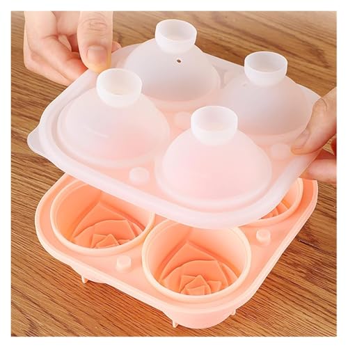 Image of 4-Cavity Silicone Ice Cube Tray Set - DIY Rose and Teddy for Cocktails, Whiskey, Chocolate, and Juice - Reusable, Easy-Release Ice Makers (Rose Shape)
