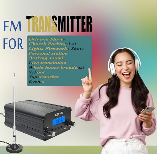 Image of FM Transmitter for Church, Long Range FM Broadcast Transmitter for Car Movies, Church Parking, Fireworks Show, Fireworks Display,