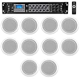 6-Zone Home Audio System+10) White Ceiling Speakers Bedroom/Living Room/Bathroom