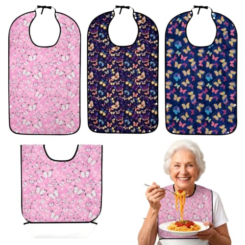 Oulisen 3 Pcs Adult Bibs for Women– Washable Clothing Protector