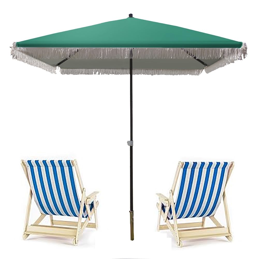 Kwadratowy parasol tarasowy z frędzlami 15 x 16 cm do ogrodu, na plażę, basen, balkon, taras i taras (bordowy)