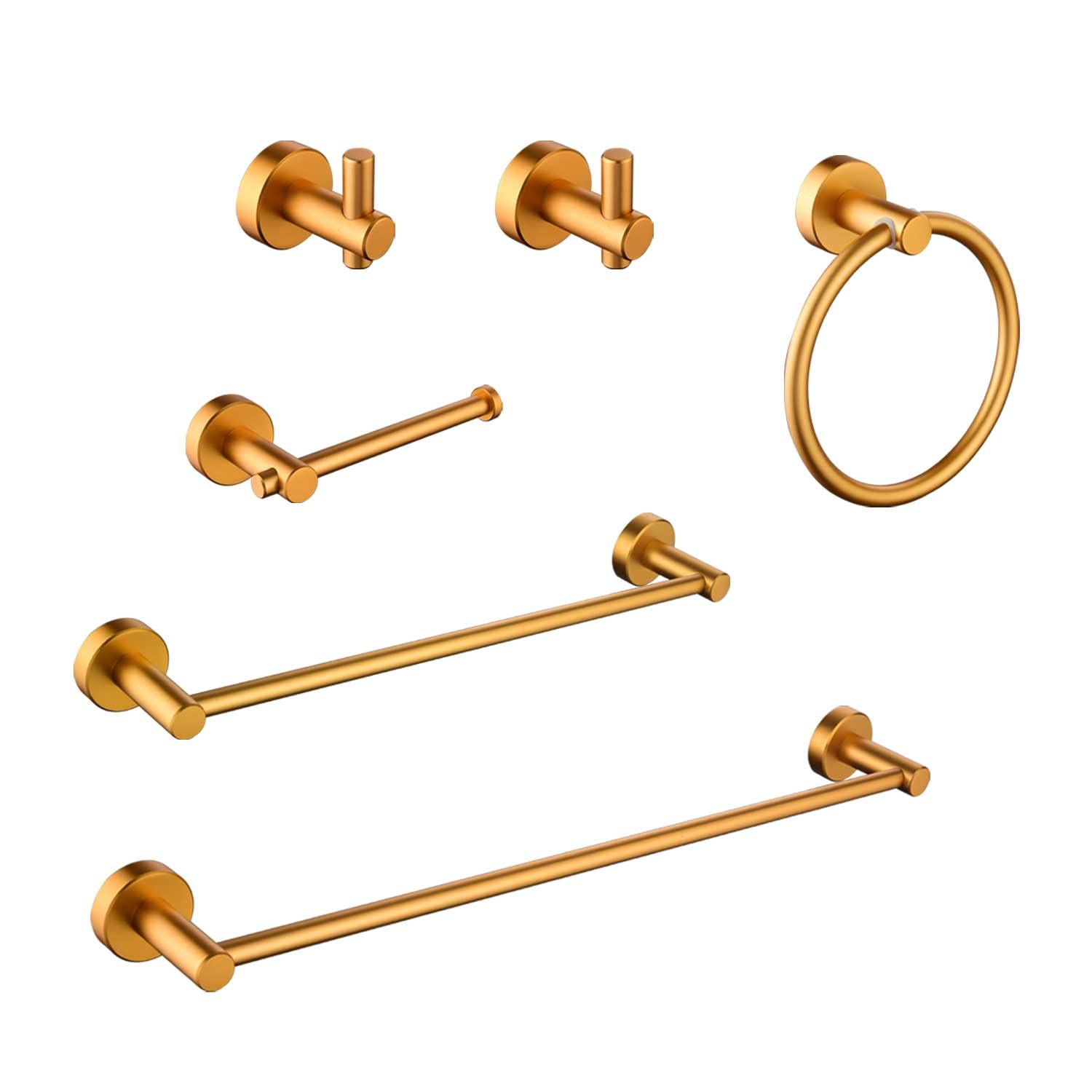 Adrinfly6 Piece Wall Mount Bathroom Towel Rack Set in Brushed Gold,Bathroom Towel Holder Set