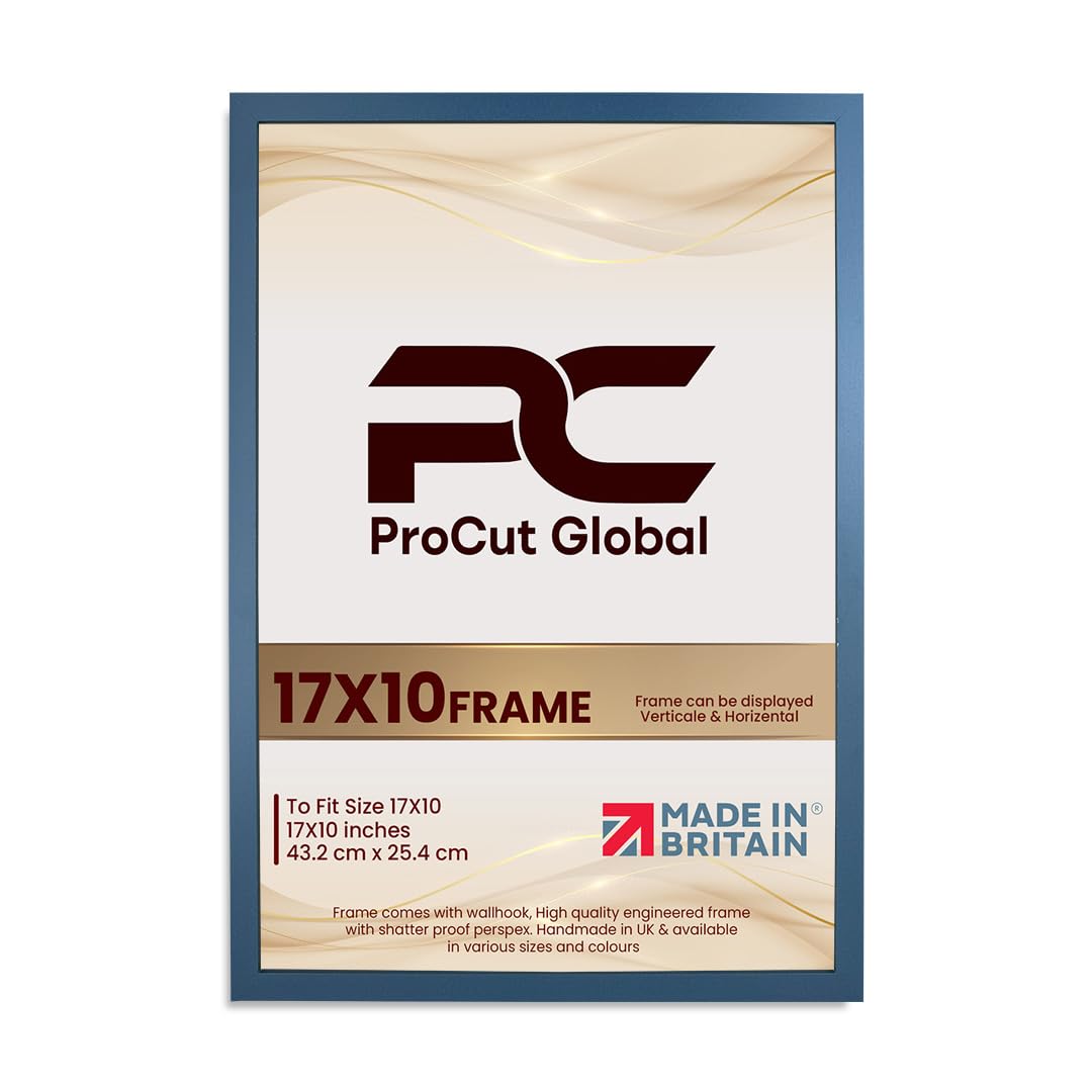 Procut Global 17X10 Navy Blue Picture Frames – Sleek Wooden Photo Frame with Shatterproof Perspex for Wall or Tabletop – Perfect for Posters, Certificates, Prints–Multiple Sizes & Colors Available