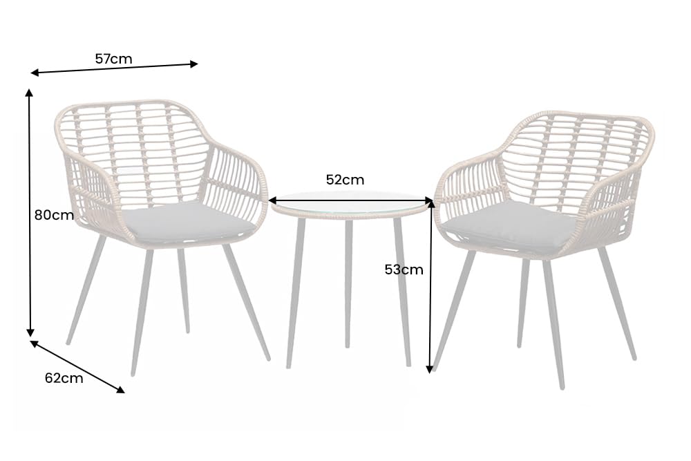 riess-ambiente.de Outdoor Bistro Balkon-Set Paris braun Polyrattan Sitzgruppe inkl. Tisch und Kissen