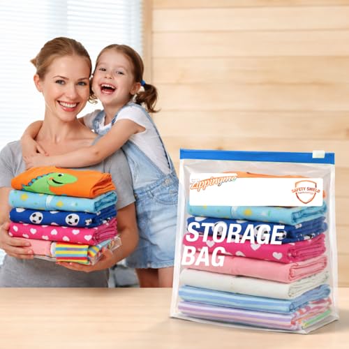 Image of Reusable Transparent Storage Bags with Slider Zip Lock | 15 Medium Size (10 inchx12 inch with 4 inch Bottom) | Ziplock Pouch or Bag for Small Clothes, Shoes & Travel Packing | Space Saver Zipper Pouch (M)