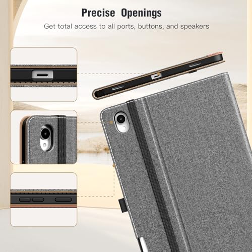 Image of MoKo Case for Samsug Galaxy Tab S11 2025 11-Inch with S Pen Holder, PU Leather Multi-Angle Stand Case for Galaxy Tab S11 5G (SM-X730 /SM-X736B) with Hand Strap, Pocket, Auto Wake /Sleep, Grey & Brown
