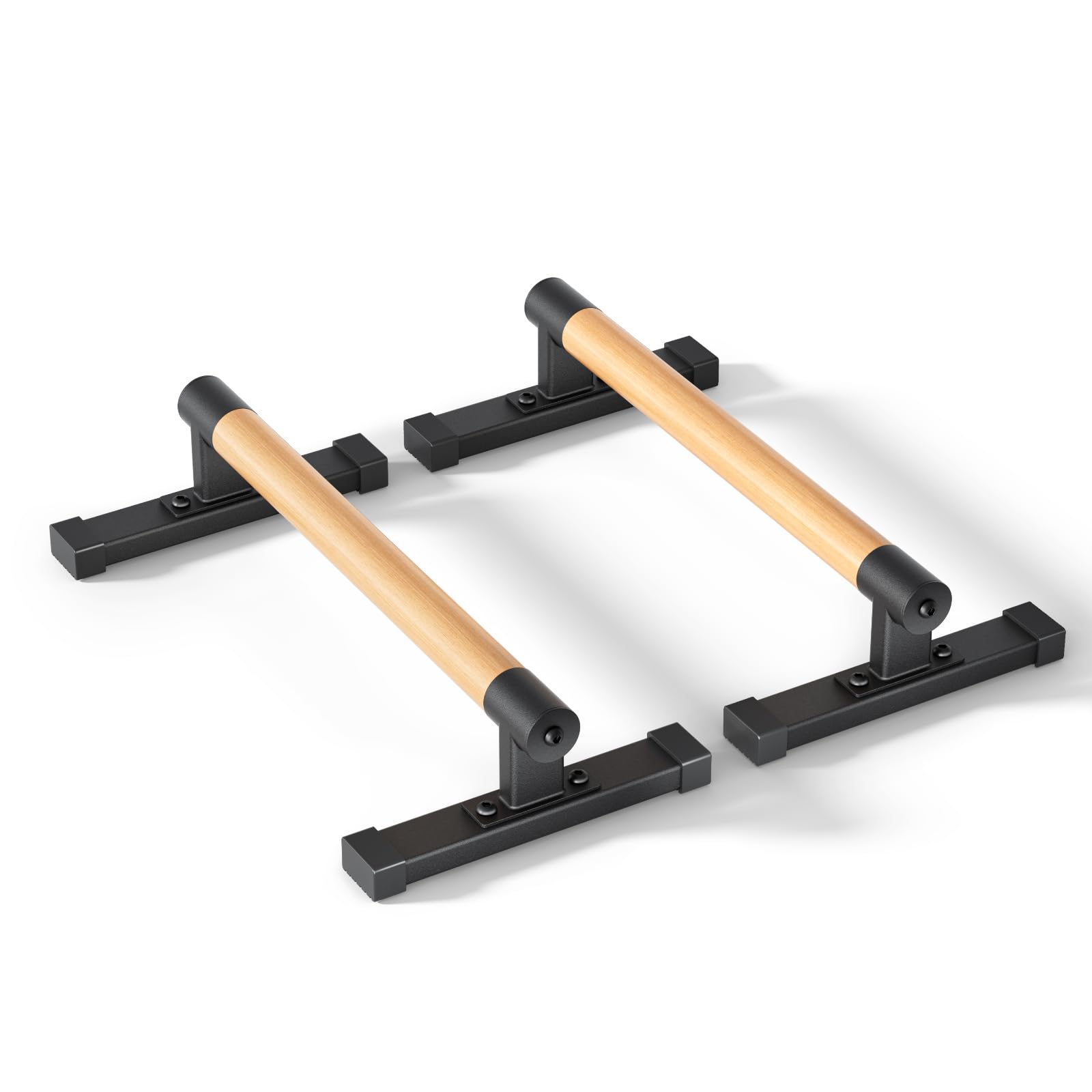 Parallettes avec Poignées Hybrides en Bois, Barres de Parallettes pour Débutants à Avancés, Barres de Fitness Solides pour Pompes, Dips et Stabilité du Core, Équipement Portable pour Salle de Sport