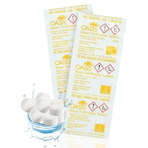 Emergency Water Purification Tablets Oasis Water Purification Tablets 8.5mg Treats Water (200 Tablets)