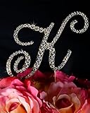Unik Occasions Victorian Crystal Rhinestone Wedding Cake Topper, Small, Letter K, Gold