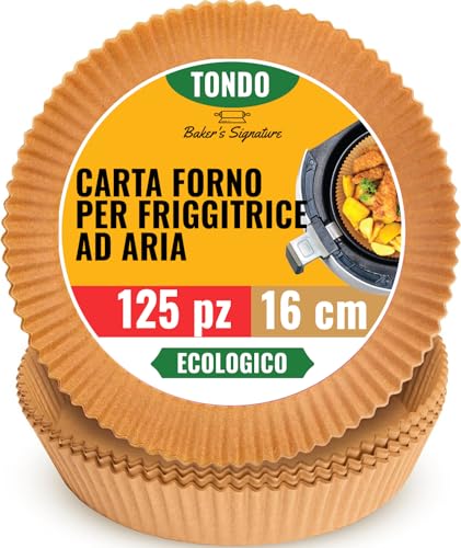 Carta Forno Per Friggitrice Ad Aria, 125 Fogli Usa E Getta – 16 Cm, Rotonda, Per Ninja, Tefal, Cosori E Altri – Non Candeggiata, Accessori Per Pulizia