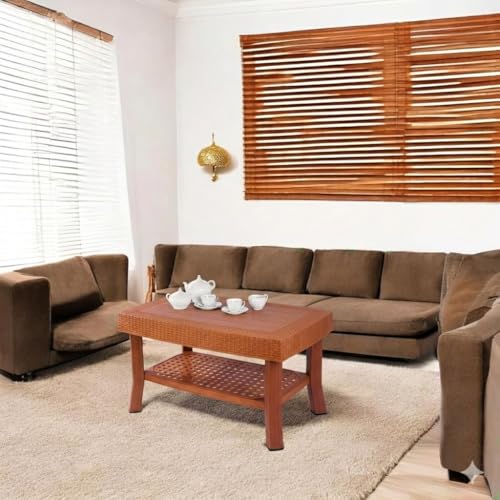 Image of Raj Furniture Plastic Center Table for Home, Office, Indoor & Outdoor | Coffee Table | 82.5cm (L) x 52cm (W) x 42cm (H) | Orange| 1 Pc