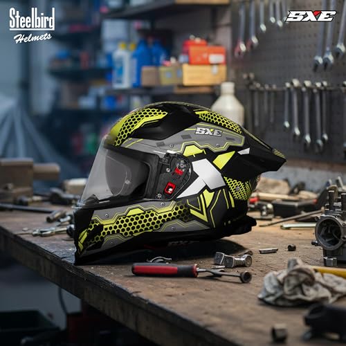 Image of Steelbird SBH-61 SXE X3 Pinlock ISI and Dot Certified Full Face Graphic Helmet for Men and Women with Inner Silver Sunshield