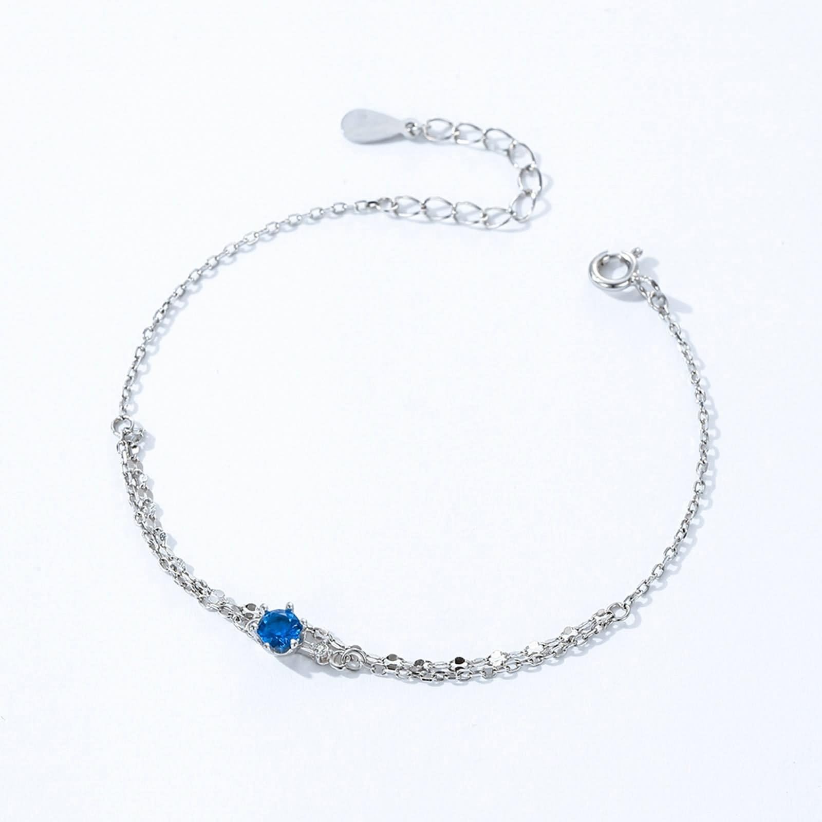 Pulseras para mujer, pulsera de novia, cadena de doble capa con topacio, regalos únicos para mujer