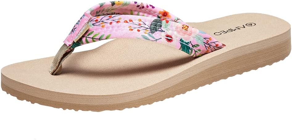 Ampeo Women's Arch Support Flip Flops Comfortable Casual Summer Beach Thong Sandals