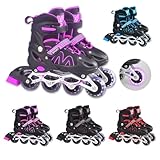 Patins Roller Ajustável Inline 4 Rodas Adulto Rodinha Led (Roxo, G - 37 ao 40)