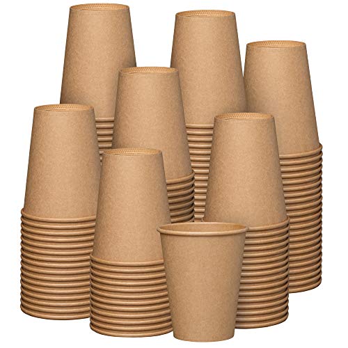 [Paquete de 300] Tazas de café caliente de papel kraft de 12 onzas, sin blanquear