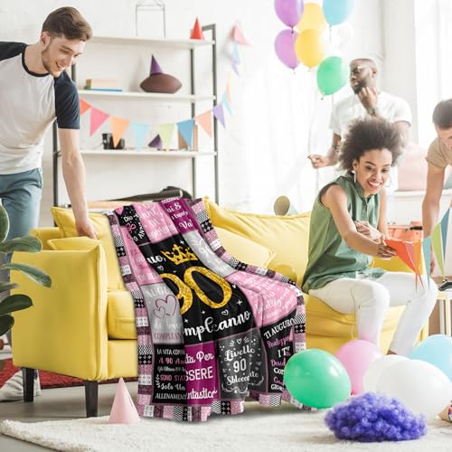 Jinmaple 90 ans anniversaire femme, joyeux 90e anniversaire, cadeaux pour 90 ans 1935, cadeau d'anniversaire meilleur ami/maman/sœur/fille/femme, gadgets 1935 anniversaire, cadeau 90 couverture 150 x – vue 4