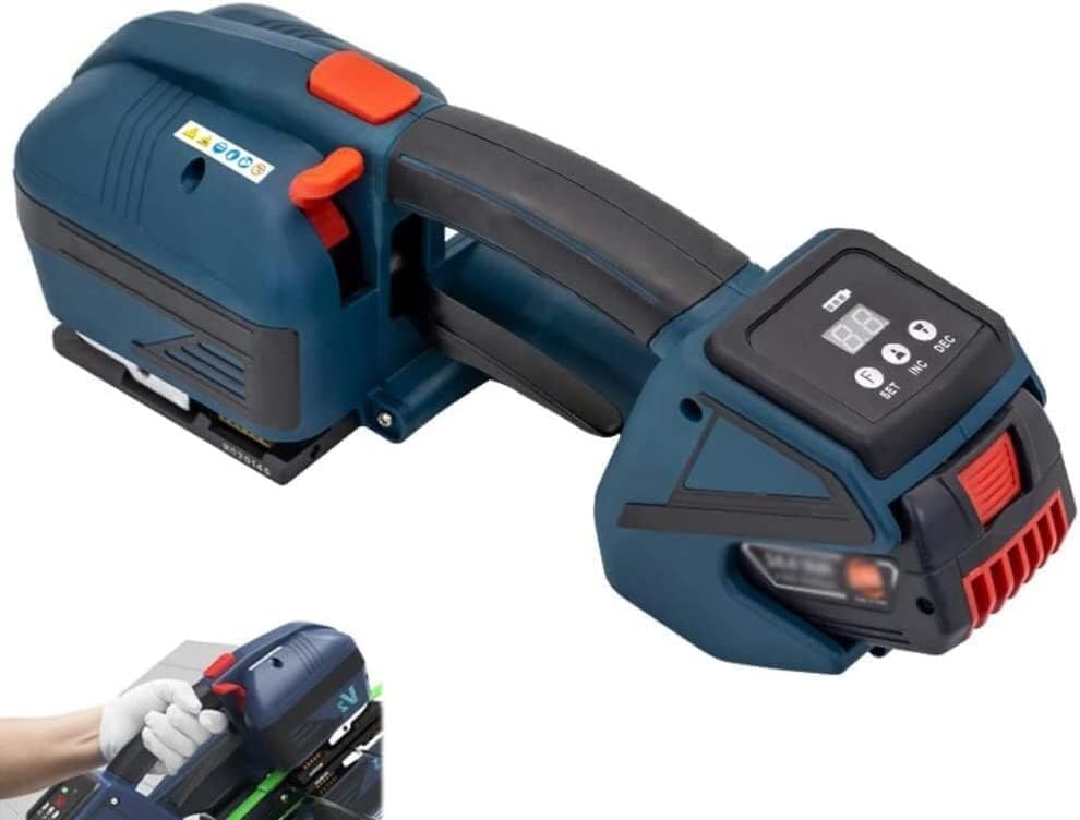 Automatic Strapping Tool, Electric Packaging Strapping Machine with 4000mAh Battery, Adjustable Tension, Tensioning Speed Up To 100-200mm Per Second, for 13-16mm Wide PP PET Strap
