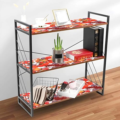 Image of Kuber Industries Fruits Design Pvc Wardrobe Kitchen Drawer Cupboard Cabinet Shelf Mat, Shelf Liner 5 Mtr (Cream) - Ctktc040182, Polyvinyl Chloride, Rectangle