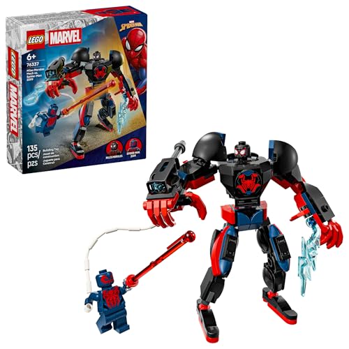 LEGO Marvel Miles Morales Mech vs. Spider-Man 2099 Building Toy for Boys & Girls - Poseable Super Hero Mech & 2 Marvel Minifigures for Kids & Fans,...