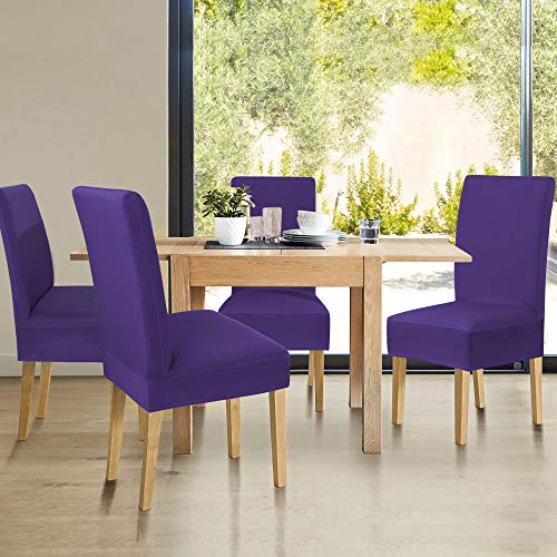 Uxcell Dining Chair Cover,Stretch Bar Stool Slipcover Kitchen Chair Protector Spandex Chair Seat Cover For Home Decorative/Dining Room/Party/Wedding Dark Purple Medium #TOP2