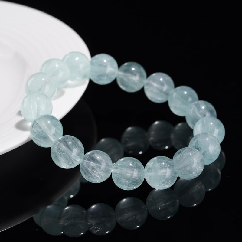 NIBHZ Bracciale in Fluorite Verde Chiaro Naturale (Fluorite Piuma) | Bracciale in fluorite verde – Pietra preziosa naturale/Pietra del potere