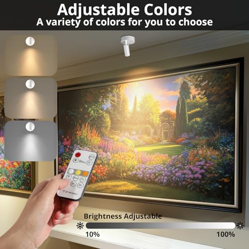 Image of TaoFiaCo Spotlight Indoor, Wireless Battery Operated with Remote,Uplight Indoor Down Light for Picture on Wall, Plant Spotlight Dimmable Timer, Mini Ceiling Lights Painting for Trees Plant