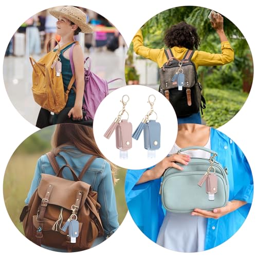 Portable Leather Hand Sanitizer Set with Clips - 2 Pack - Image 7